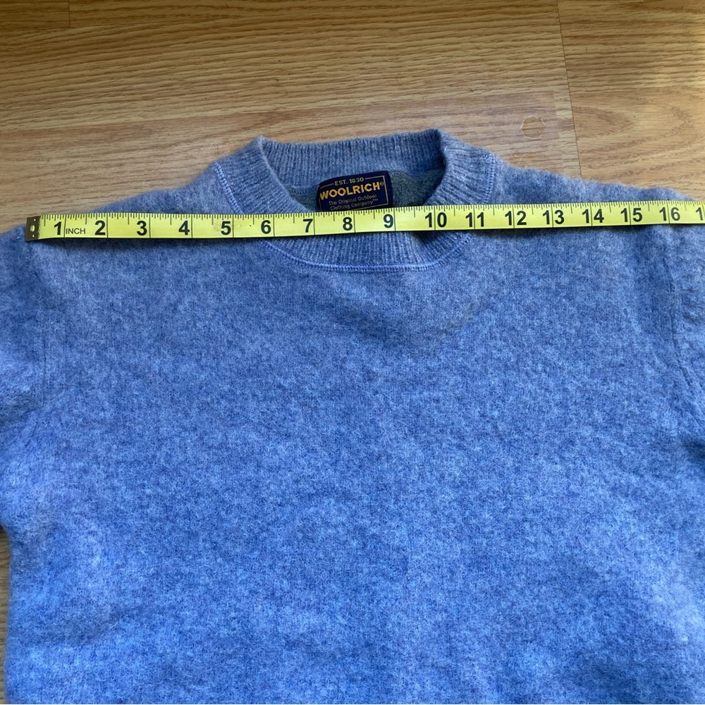 Like New Woolrich Light Blue Periwinkle Sweater Botanical Pattern, Wool, Size 2 - Picture 6 of 12